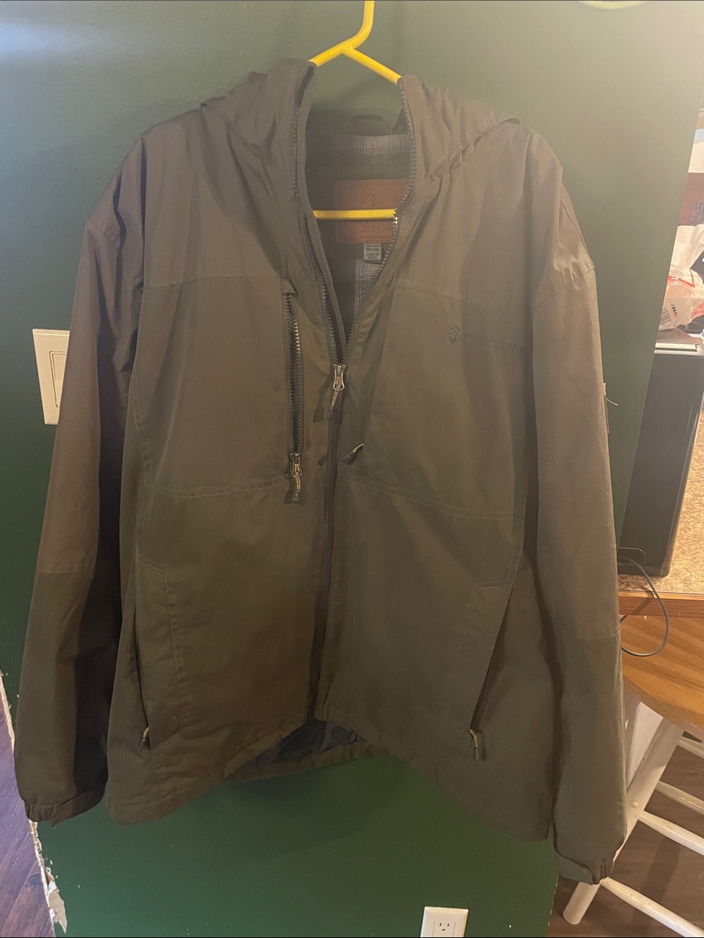 Free Country Olive Green Hooded Insulated Jacket Size XXL Fleece Lined
